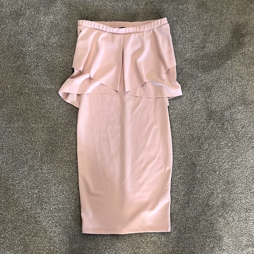 Pink Strapless Peplum Bodycon Dress